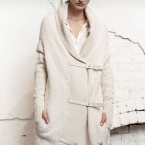 Nicholas K Belted Kota Knit Sweater Cardigan Jacket Cream Small S